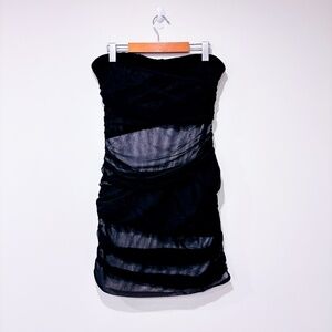 CHARLOTTE RUSSE Black fitted strapless dress with mesh